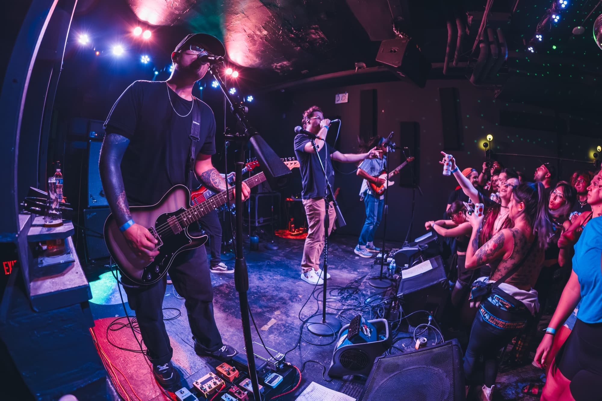 Band performing with crowd singing along