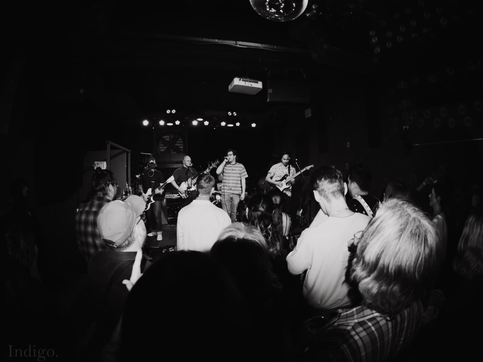 Black and white wide crowd shot