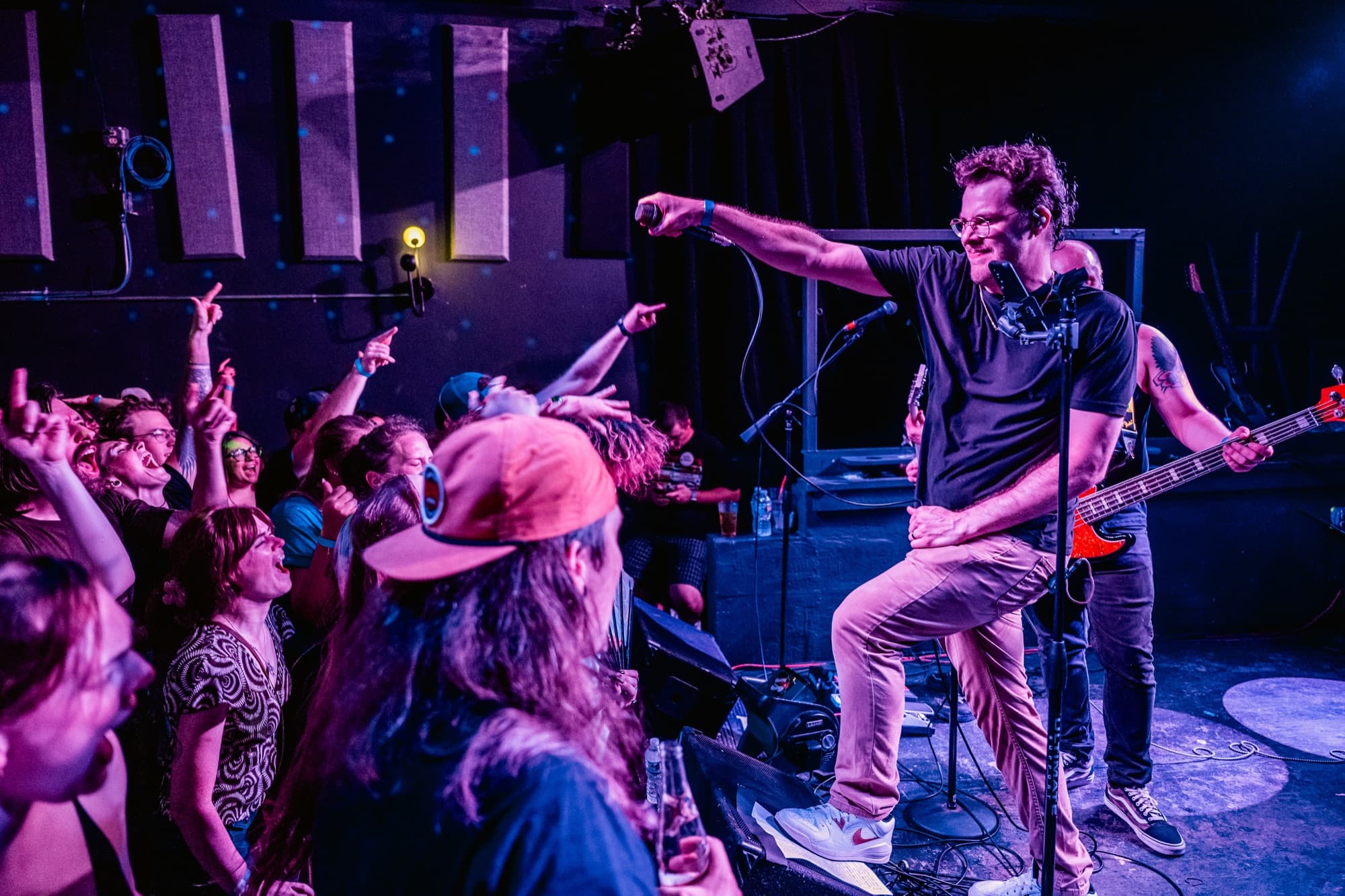 Bassist hyping up the crowd